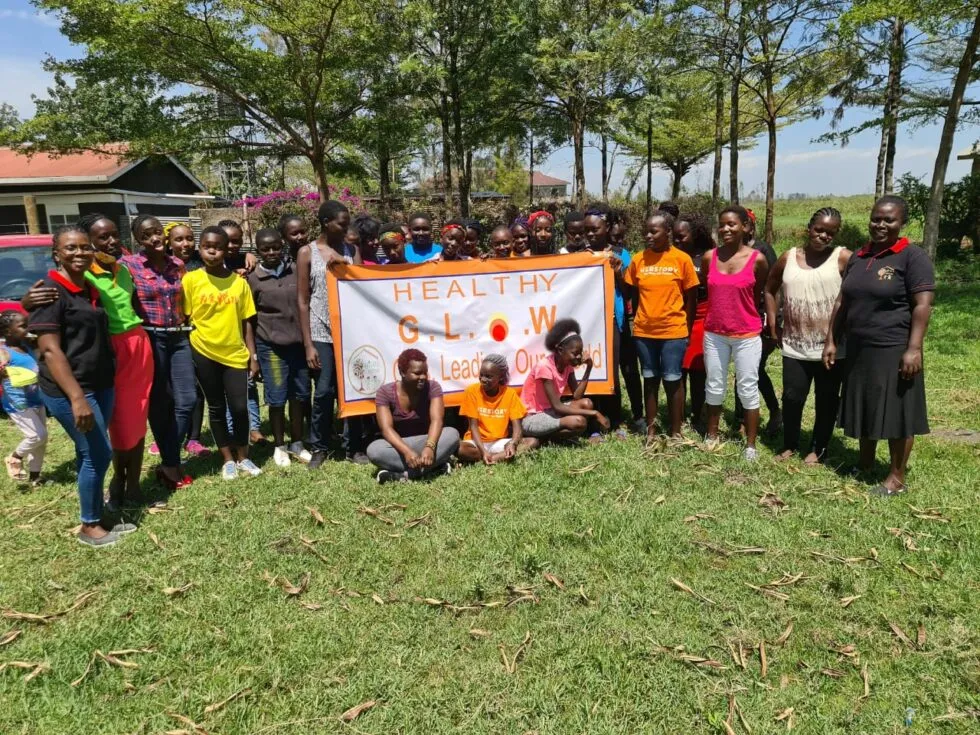 Health workers and community members interacting